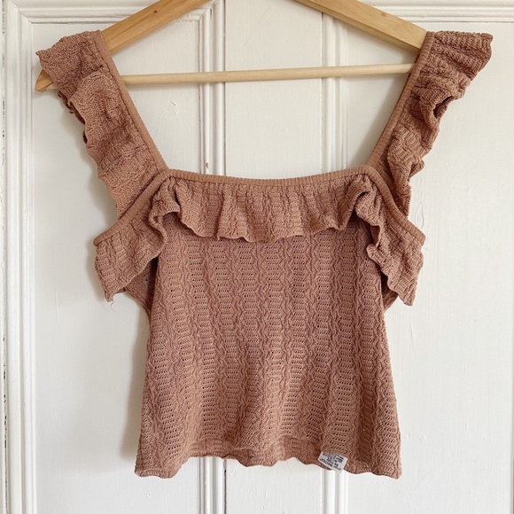 Zara Square Neck Ruffle Crop Top - Picture 3 of 6